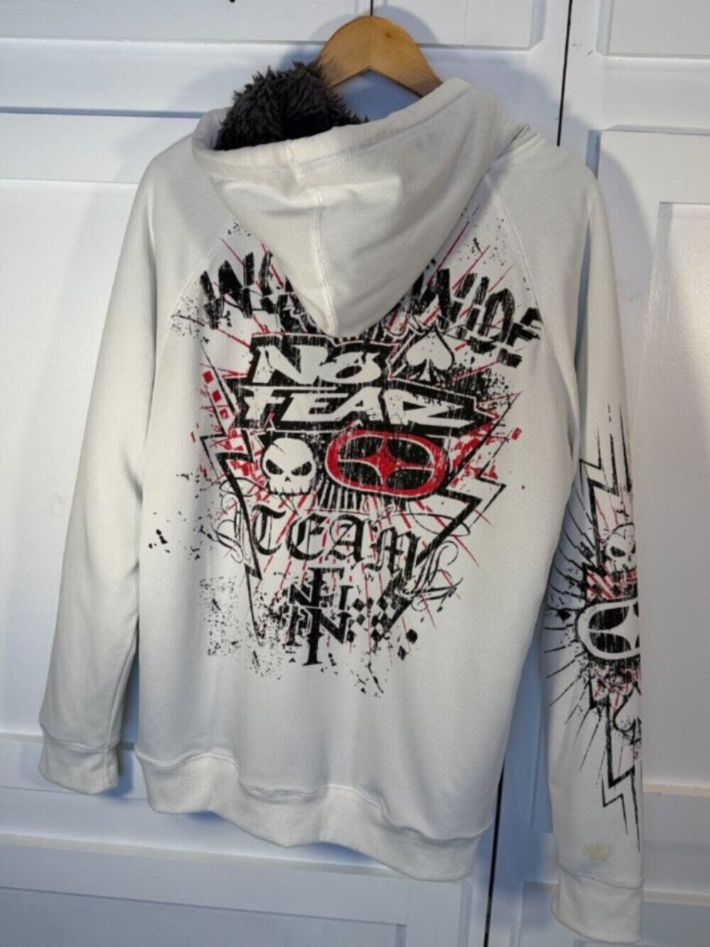 No Fear White Red XL White Hoodie - Picture 4 of 9